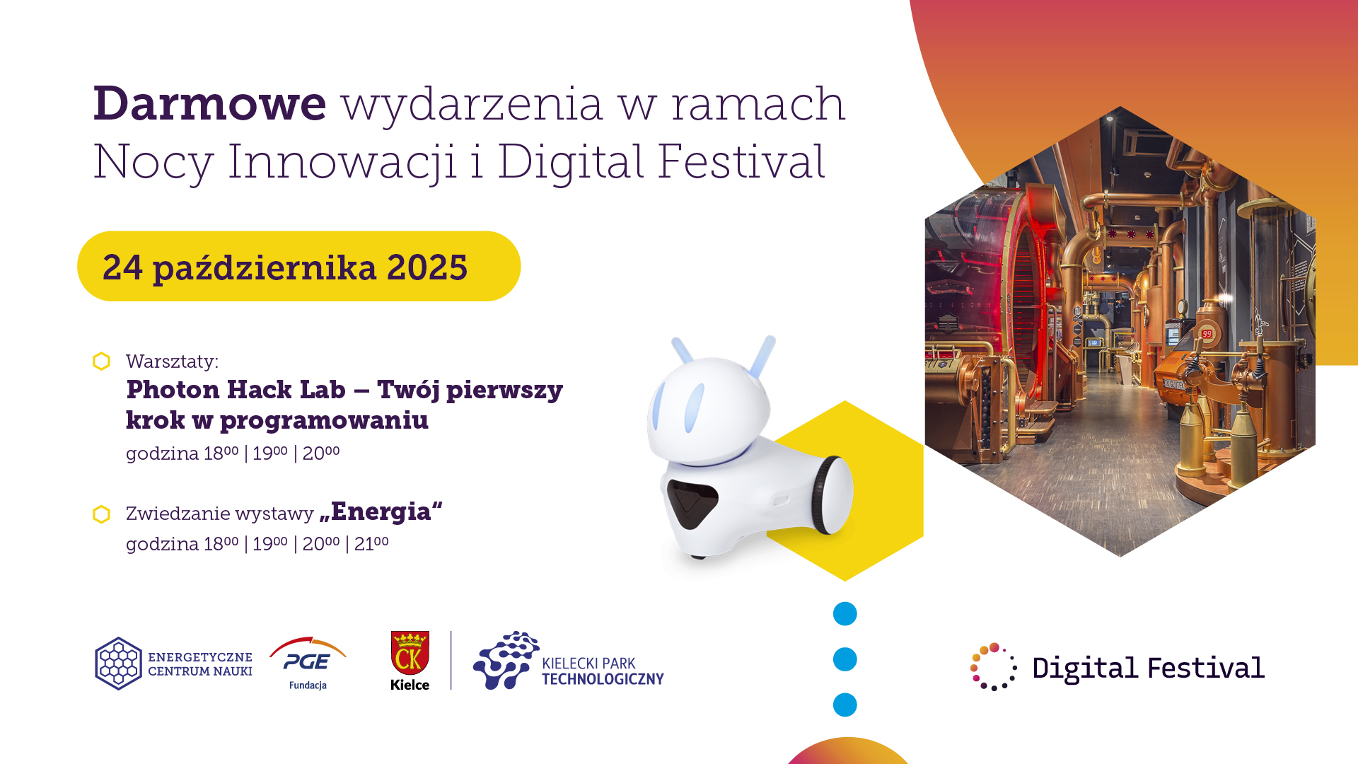 Warsztaty: „Photon Hack Lab: Twój pierwszy krok w programowaniu” oraz Nocne zwiedzanie wystawy Energetycznego Centrum Nauki